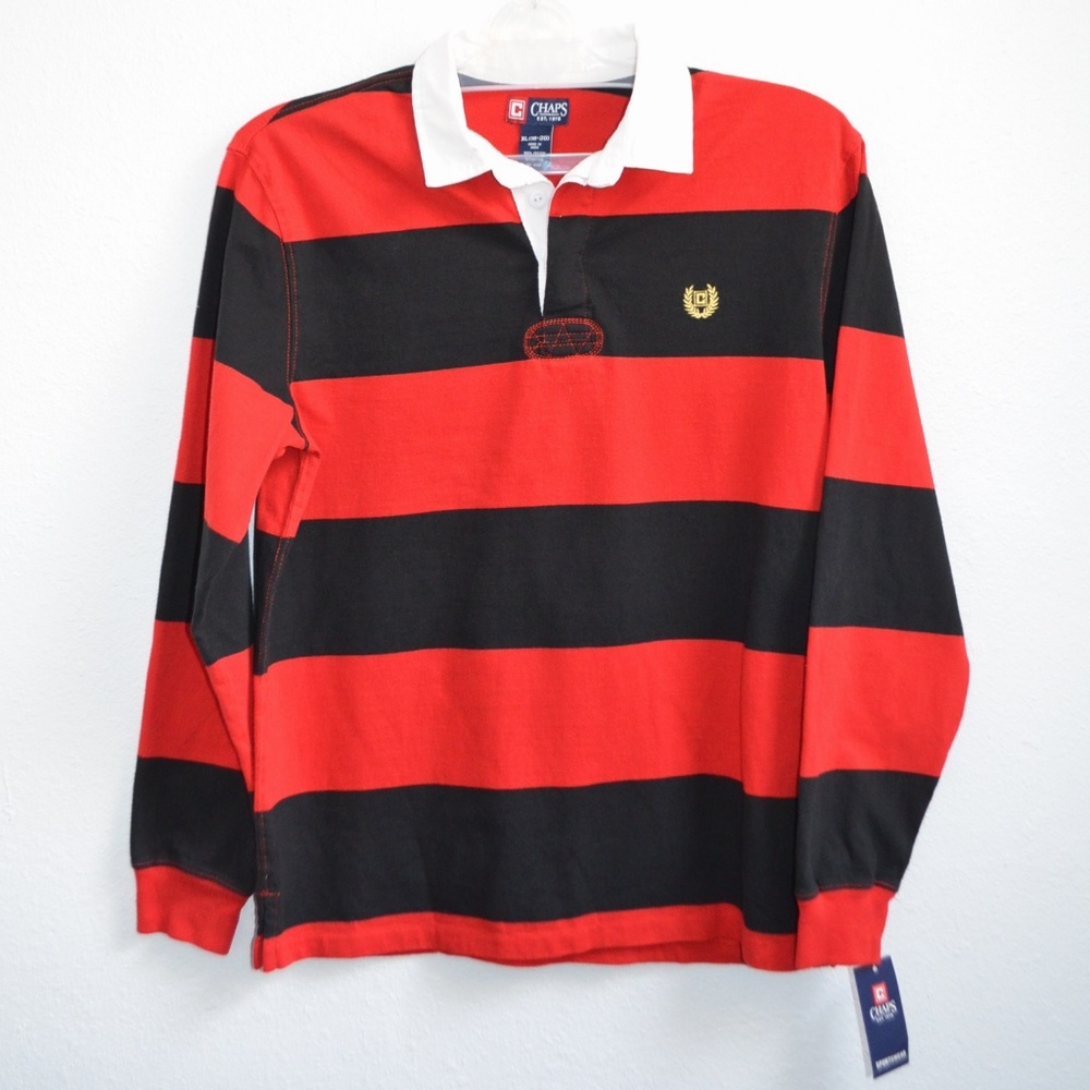 Chaps Boys XL Striped Rugby Cotton Polo Shirt